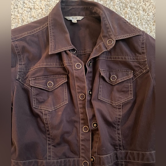 Cabi brown military style denim jacket - Picture 2 of 5